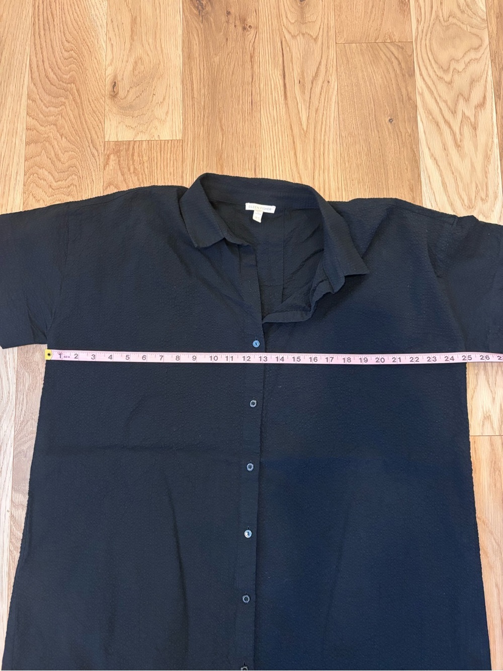 Eileen Fisher organic cotton Black Button-Front Midi Shirt Dress - Picture 5 of 5
